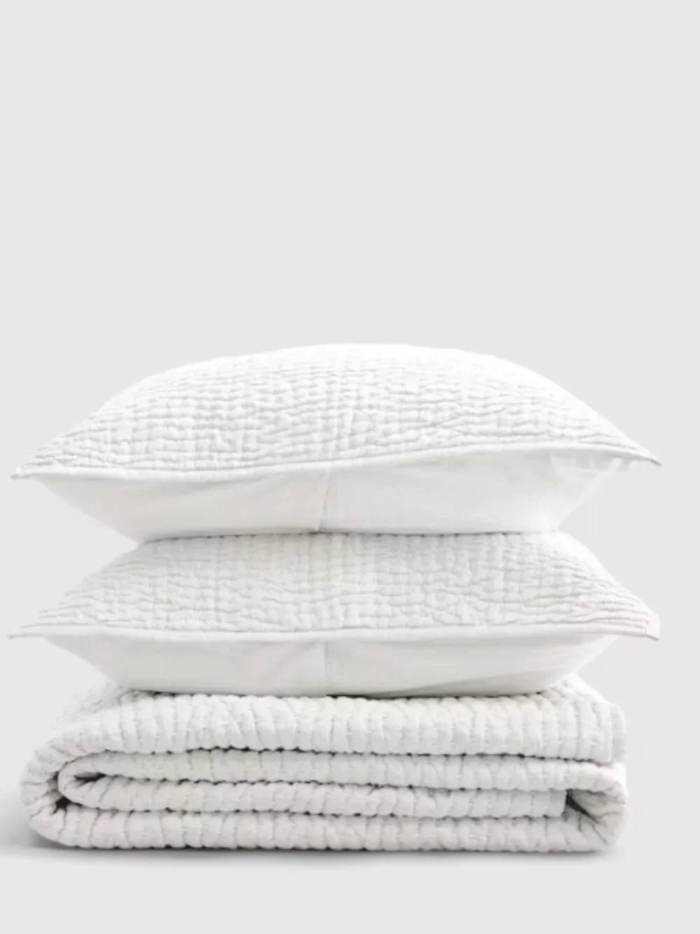 🛏️ Quince European Linen Cotton Stitch Quilt Set King/Cal King w/ 2 Shams (2)